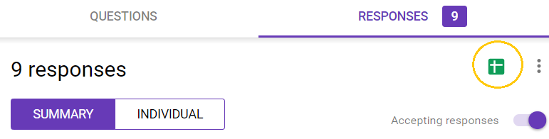 google survey showing the creae googlesheet icon