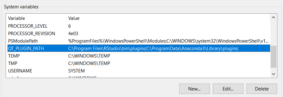 QT_PLUGIN_PATH environment variable in Advanced System settings