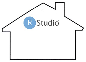 cartoon house labelled RStudio